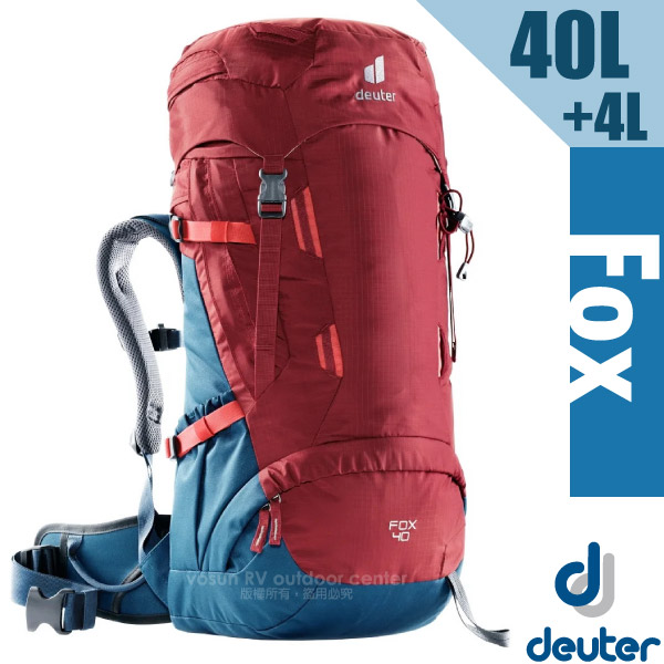 【德國 Deuter】Fox 40+4L 專業輕量拔熱透氣背包(大容量設計+Vari Quick速調肩帶系統)_3611221 紅/藍✿30E010
